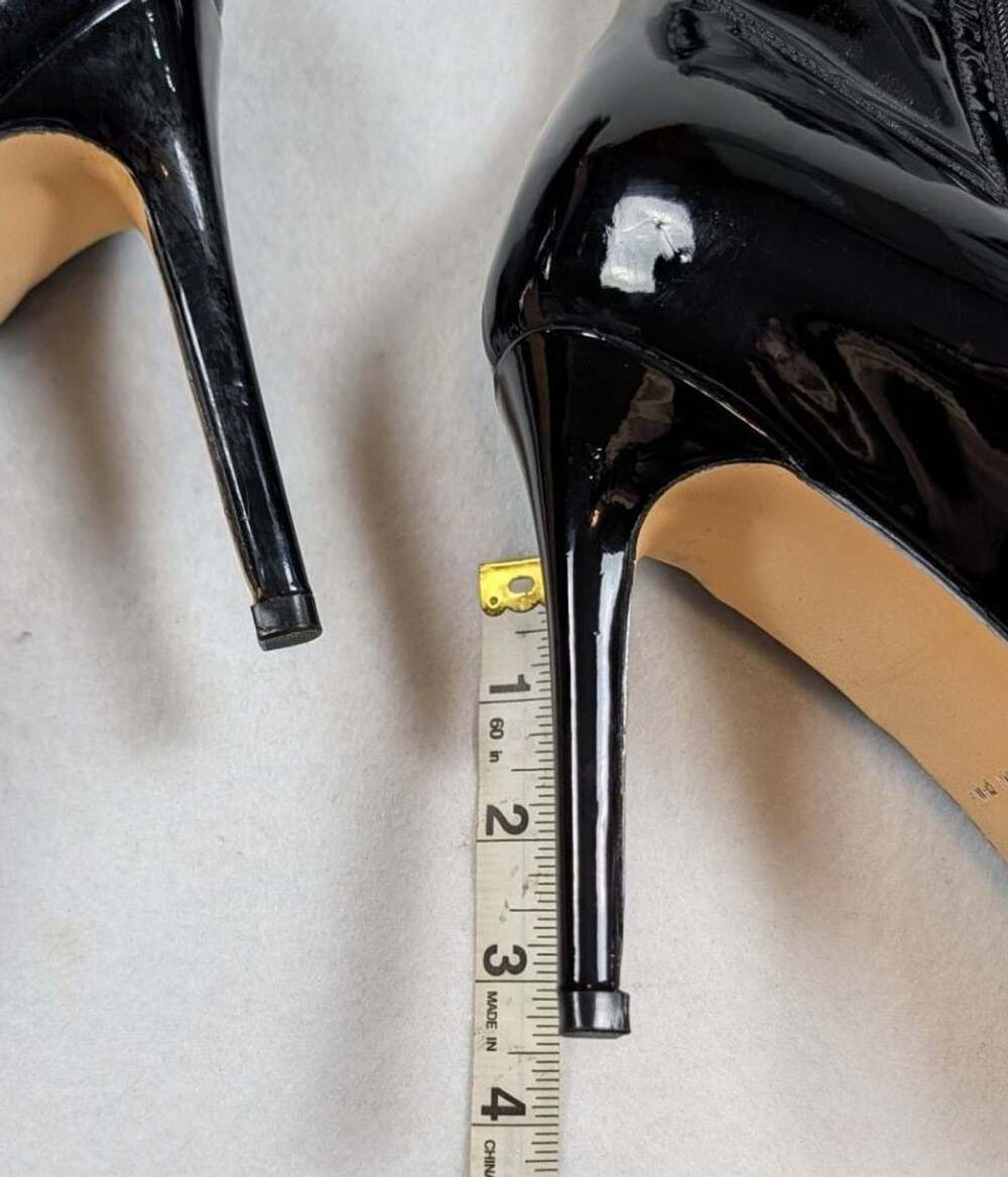 Black Patent Leatherette Over-The-Knee Pointy Toe Stiletto High Heel Boots - Picture 12 of 12